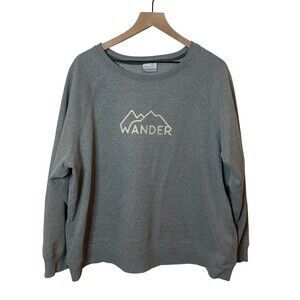 Columbia Womens Sweatshirt 2XL Gray WANDER Mountain Graphic Crewneck